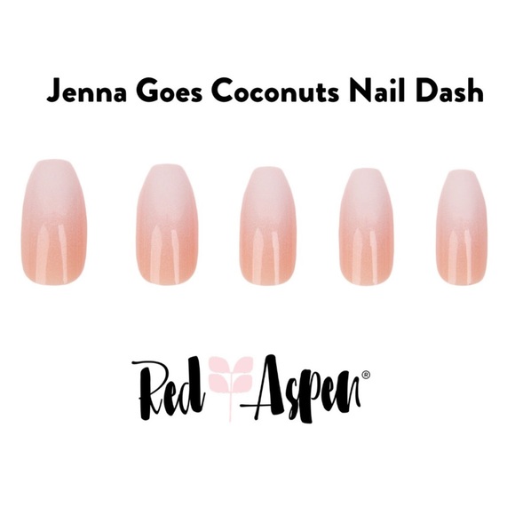Red Aspen Jenna Goes Coconuts Coffin Nail Dashes Reusable Glue-on Nails - Picture 4 of 6